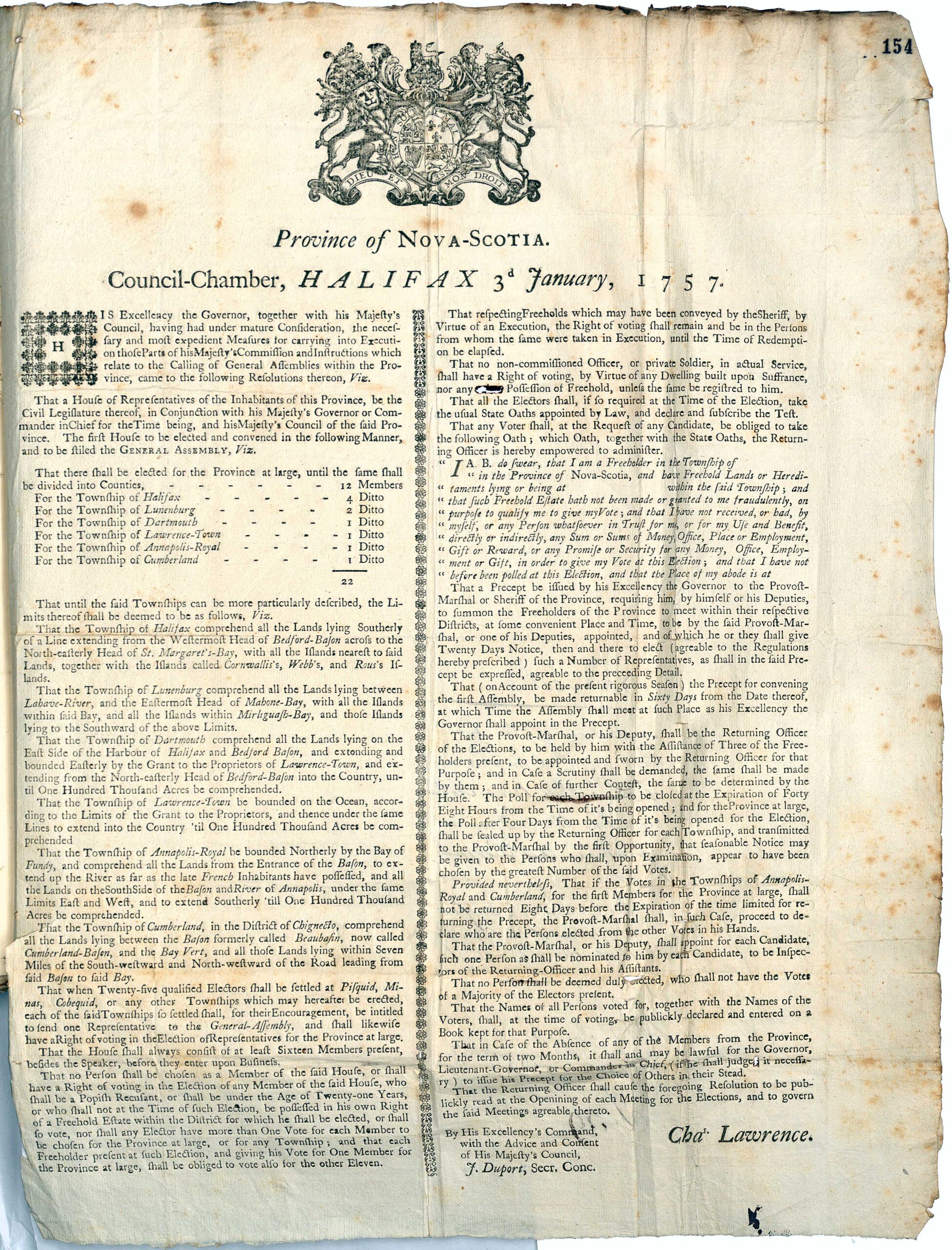 1757 Proclamation