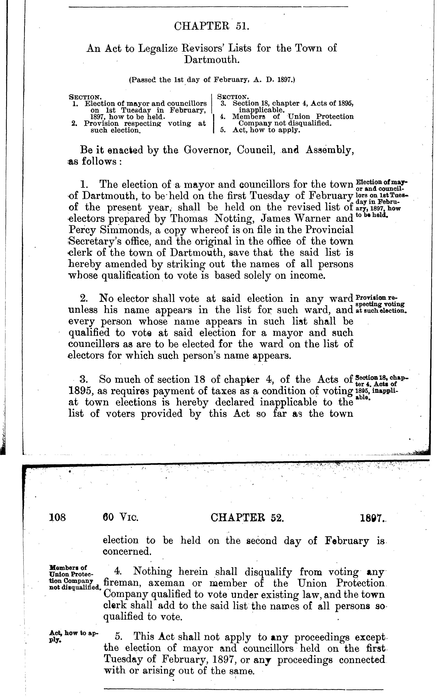 To legalize Revisors' Lists, 1897 c51